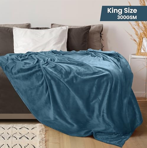 Utopia Bedding Fleece Blanket King Size Stone Blue 300GSM (90x102 Inches) Luxury Soft Bed Blanket (Bulk Pack of 9)