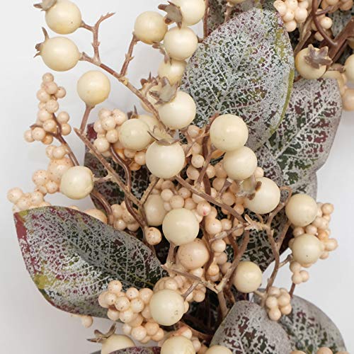 18 Inch Winter Wreath with Magnolia Leaves White Berries Farmhouse Holiday Decor