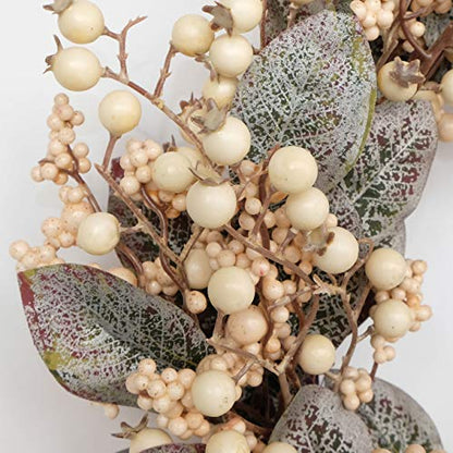 18 Inch Winter Wreath with Magnolia Leaves White Berries Farmhouse Holiday Decor