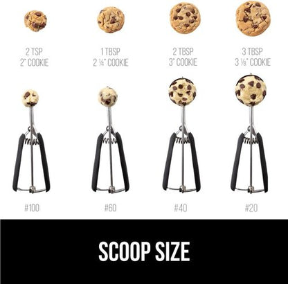 GORILLA GRIP Cookie Scoop - BPA-Free 304 Stainless Steel, Soft Grip Handle, 2 TBSP Size, Black
