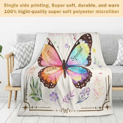 Christian Blanket for Women with Butterfly and Bible Verses - 50x60 Inches - Variation of Christian / 60x50in