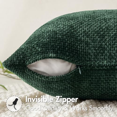 Christmas Green Chenille Couch Throw Pillow Covers 18x18in - Pack of 2