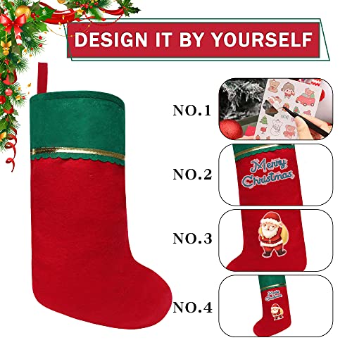 Red & White Felt Christmas Stockings 19 Inches - 36 Pack with Gold Trim, Holiday Decor