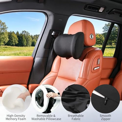 Memory Foam Lumbar and Neck Support Pillow Set for Car & Office Comfort