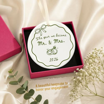 Wedding Ornament for Couples 2026 - Mr & Mrs Just Married Keepsake with Variation The Year We Became Mr & Mrs 2026