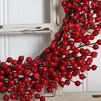 Artificial Red Berry Holiday Wreath - 22 Inch Indoor Wall Decor