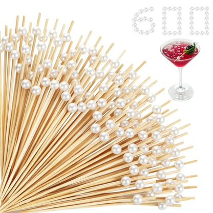 White Pearl Cocktail Picks 4.7 Inch Bamboo Toothpicks for Appetizers - 600 Pcs