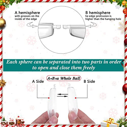 12 Pack Clear Fillable Christmas Ornaments for Crafts, 3.15 Inch Holiday Decor