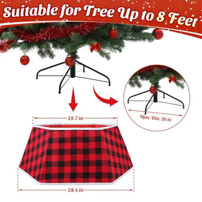 EverMerry Christmas Tree Collar - Foldable 26 Inch Red & Black Plaid Tree Stand Cover