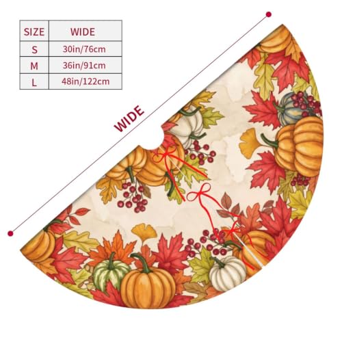 30-Inch Fall Pumpkin Maple Leaf Christmas Tree Skirt - Holiday Decor
