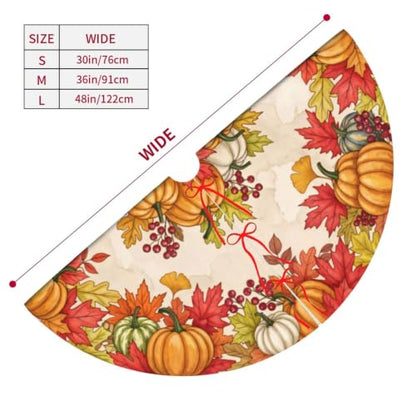 30-Inch Fall Pumpkin Maple Leaf Christmas Tree Skirt - Holiday Decor