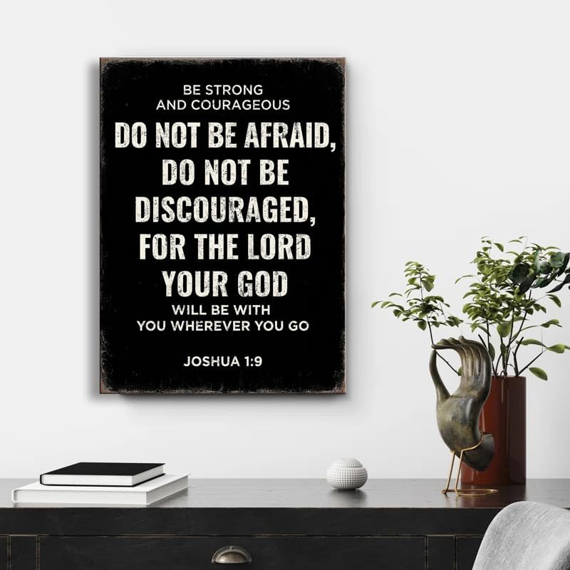 Be Strong and Courageous | Joshua 1:9 Bible Verse Canvas Wall Art - Inspirational Christian Decor for Home & Prayer Room