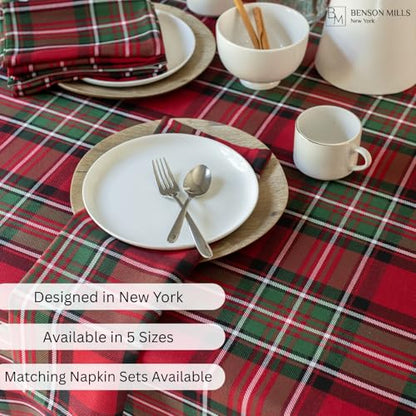 Holiday Plaid Tablecloth Red 60x84 Inches Rectangular - Festive Table Decor