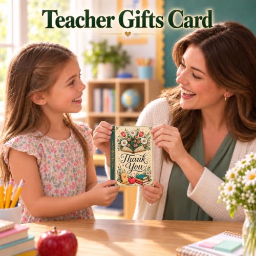 Teacher Appreciation Pop Up Greeting Card with Floral Design - Thank You for Educators