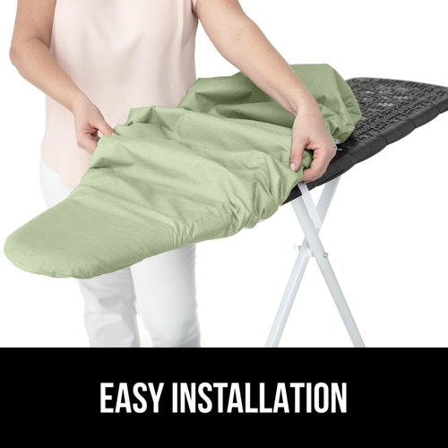 GORILLA GRIP The Original Ironing Board Cover and Pad, Silicone Coating, 400°F Scorch Resistant Thick Padding, Heavy Duty Iron Covers Standard Boards, Hook and Loop Fastener Strap, Sage 15x54