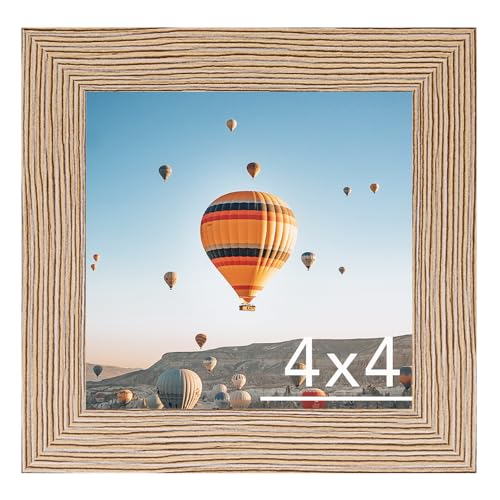 JCJMY 4x4 Picture Frame Rustic Brown for Wall Hanging or Tabletop, Wall Mounting Horizontally or Vertically, 4 x 4 Wall Gallery Poster Photo Frame with Shatter Resistant Plexiglass, Rustic Brown