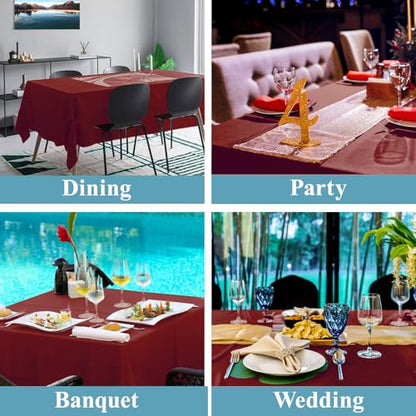 VidaFete Red Rectangle Tablecloth 90x132 Inches - 2 Pack for Dining & Events