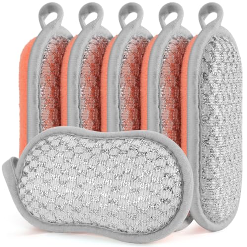 Dual-Sided Kitchen Sponge for Dishwashing and Cleaning - Non Scratch, Reusable, Thick Absorbent