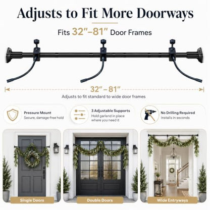 Adjustable Garland Hanger for Door Frame - Small 31.5-39.4 Inches Holiday Decor