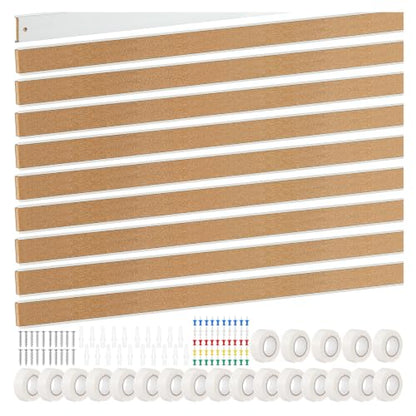 60 Inch Cork Bulletin Board Strips Aluminum Frame Set of 10 - Office & Home Use