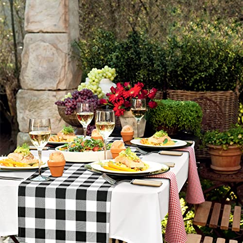 Black and White Buffalo Plaid Table Runner 48x14 Inches - Waterproof Polyester