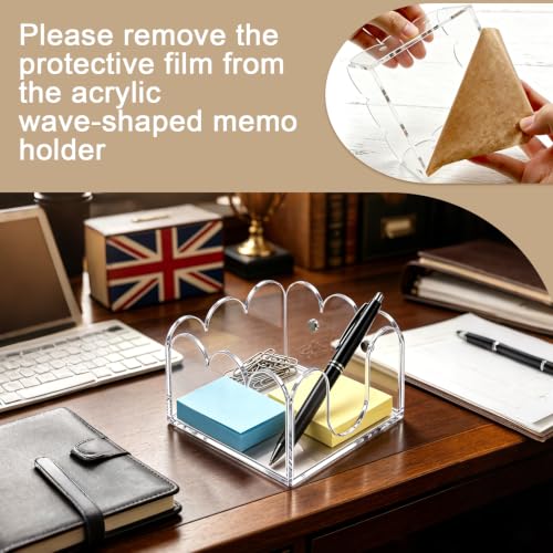 Clear Acrylic Sticky Note Holder Set - 3 Pieces Desk Organizer for 3x3 Notes