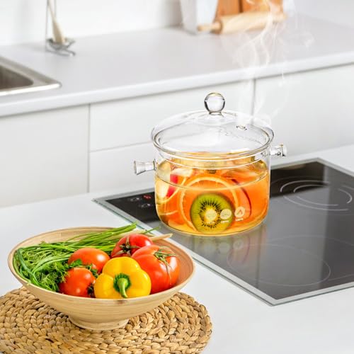 1.5L Glass Saucepan with Cover - Pack of 2, Heat-Resistant Cookware