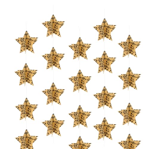 Vintage Music Notes Star Garland 4 Pack - Paper Banner for Wedding Holiday Party CYSS32-B
