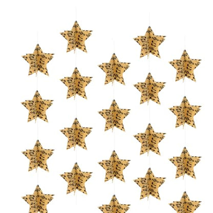 Vintage Music Notes Star Garland 4 Pack - Paper Banner for Wedding Holiday Party CYSS32-B