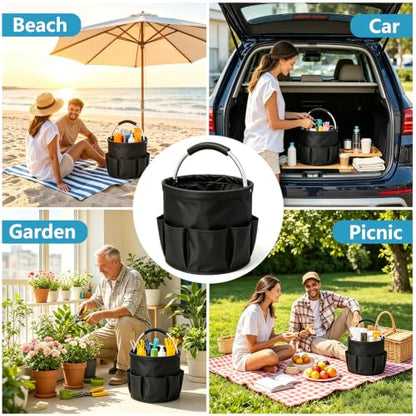 Large Cleaning Caddy with Handle and 6 Pockets, 17L Portable Organizer for Home and Garden