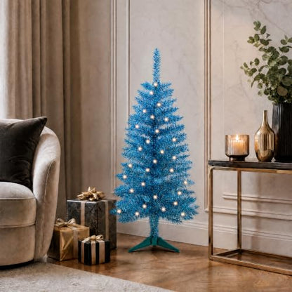 Blue 4ft Artificial Christmas Tree with Lights - Manlatini
