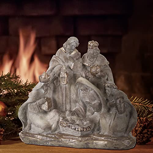Nativity Scene Decor - Glitter Aged Resin 9-Inch Natural Gold