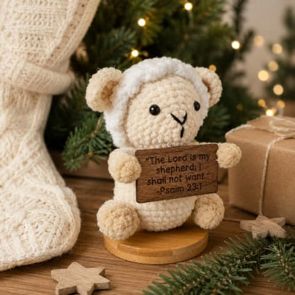 Christian Crochet Lamb with 7 Bible Verse Cards - Handcrafted Religious Gift - Style-1