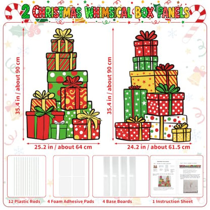 Christmas Whimsical Box Cardboard Cutout Pair - 2pcs Holiday Decor