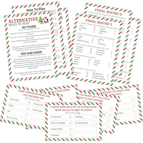 Christmas Family Feud Card Game XMAS Party Game for Adults & Kids
