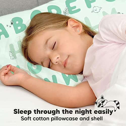 Toddler Pillow with Pillowcase - 13x18 My Little Dreamy Kids Travel Bed Pillows for Sleeping, Organic Cotton Small Pillowcase, Soft & Breathable, Machine Washable, Toddlers 2-5 years old (Kea123)