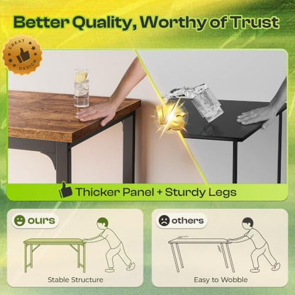 PRAISUN Rustic Brown 63x24 Inch Thicker Computer Desk - Sturdy Office Table