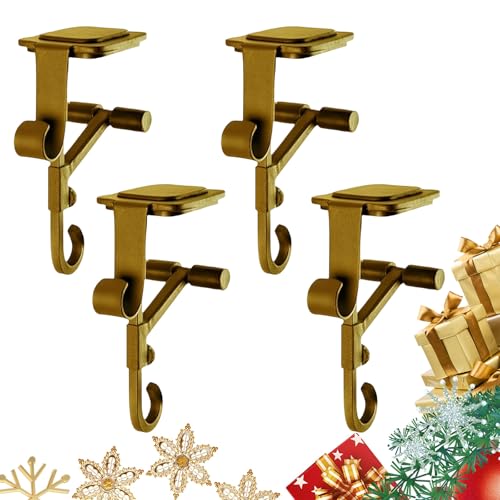 Adjustable Heavy Duty Fireplace Stocking & Garland Hanger - Gold / 4
