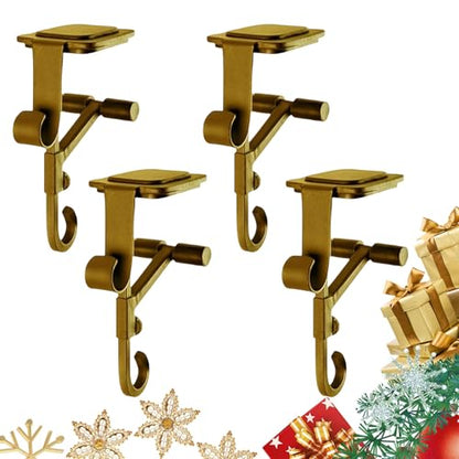 Adjustable Heavy Duty Fireplace Stocking & Garland Hanger - Gold / 4