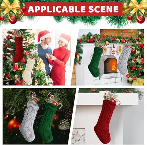 White Knit Christmas Stocking - 18 Inch Large Holiday Gift Decor