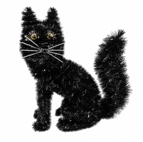 Halloween Spooky 3D Tinsel Black Cat Decoration - Sitting Style
