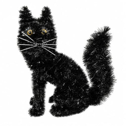 Halloween Spooky 3D Tinsel Black Cat Decoration - Sitting Style