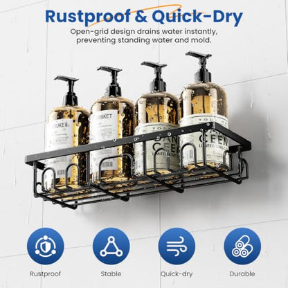 PKBD Shower Caddy Set 3 Pack Dark Black Stainless Steel Bathroom Shelves