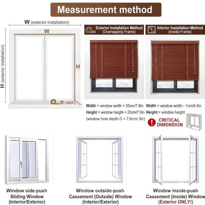 Custom 2 Inch Real Wood Blinds for Indoor Windows - Brown, 32-48 Inches