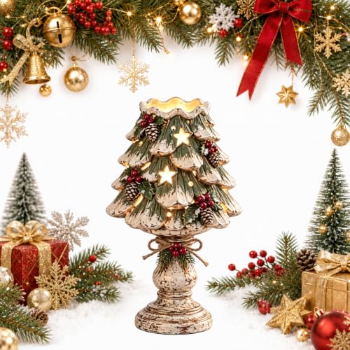 Christmas Heirloom Glow Candle Holder - Vintage Cottage Style, Style A