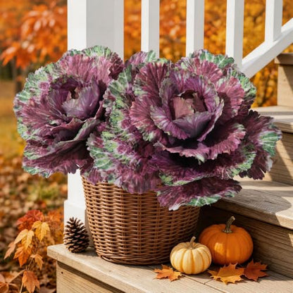 Fuchsia Faux Cabbage Plants - 2PCS Artificial Vegetables for Decor