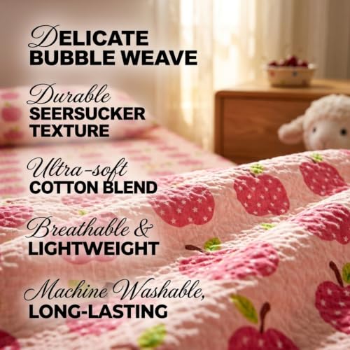 Queen Fitted Sheet - Brown Floral Bubble Wrinkle Soft Bedding with Secure Fit Elastic