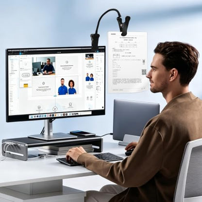 Clip On Document Holder 1pcs, Adjustable Gooseneck Paper Stand for Laptop & Monitor