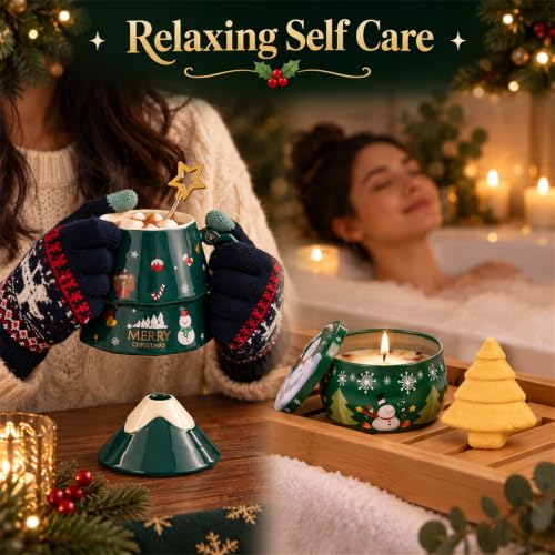 Christmas Gift Basket for Women - Spa & Cozy Accessories, Green Holiday Gift Set - Variation of Green Christmas Gifts