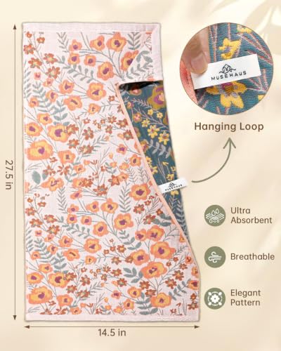 Botanical Cotton Kitchen Towels - Set of 2, Quick Dry & Highly Absorbent